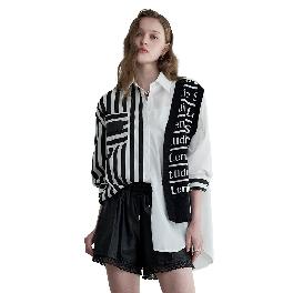 Asymmetric Knit Stripe Oversized Shirt