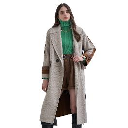 Alpaca Wool Fake Leather Pocket Handmade Coat
